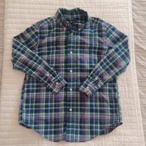 Ralph lauren Boys button down long sleeve blue plaid size 7